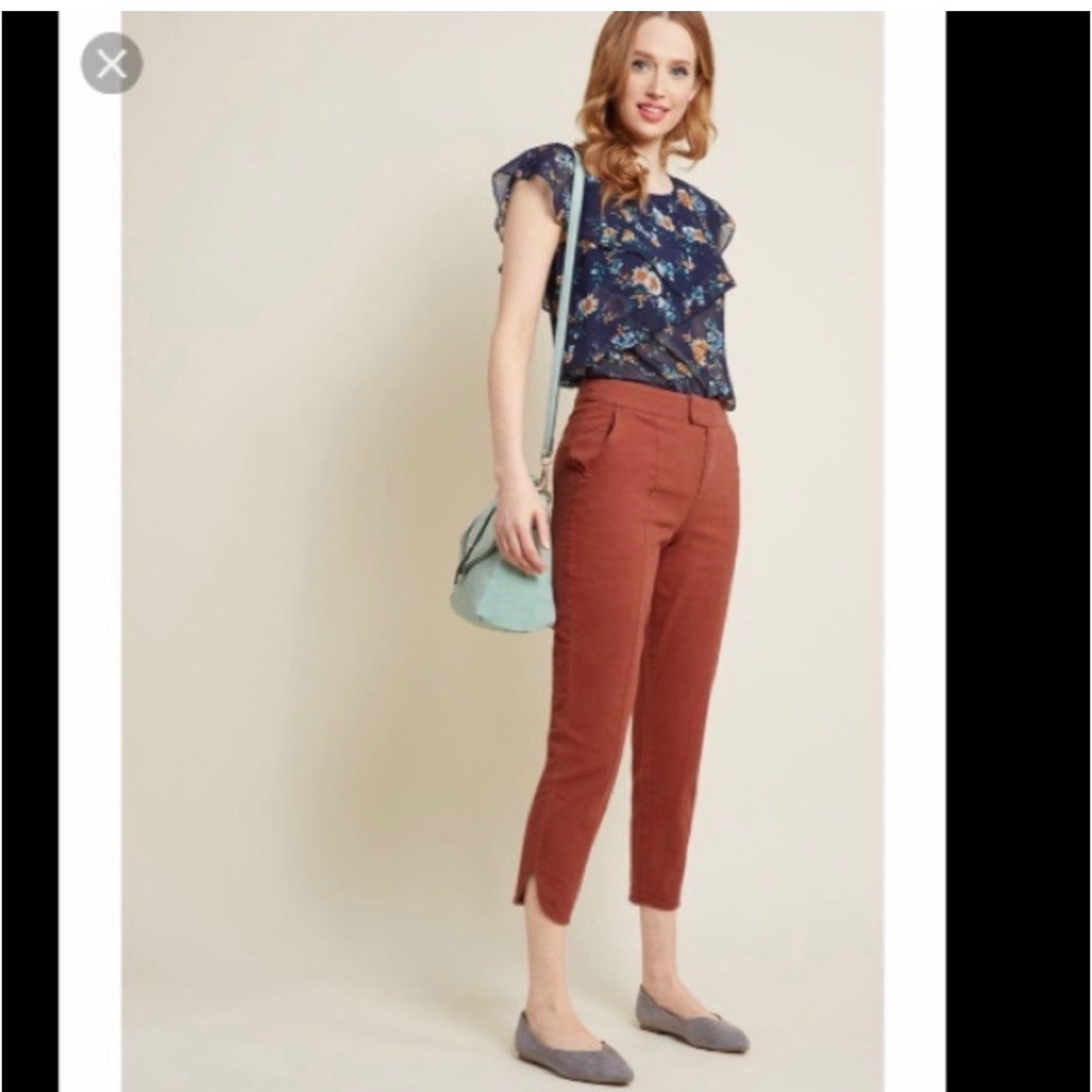 ModCloth Cropped Trousers Women Large Red Retro Twee Indie Academic